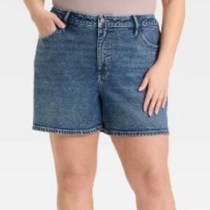 NWT Ava & Viv Higs Rise Midi Shorts In Dark Wash Size 22W